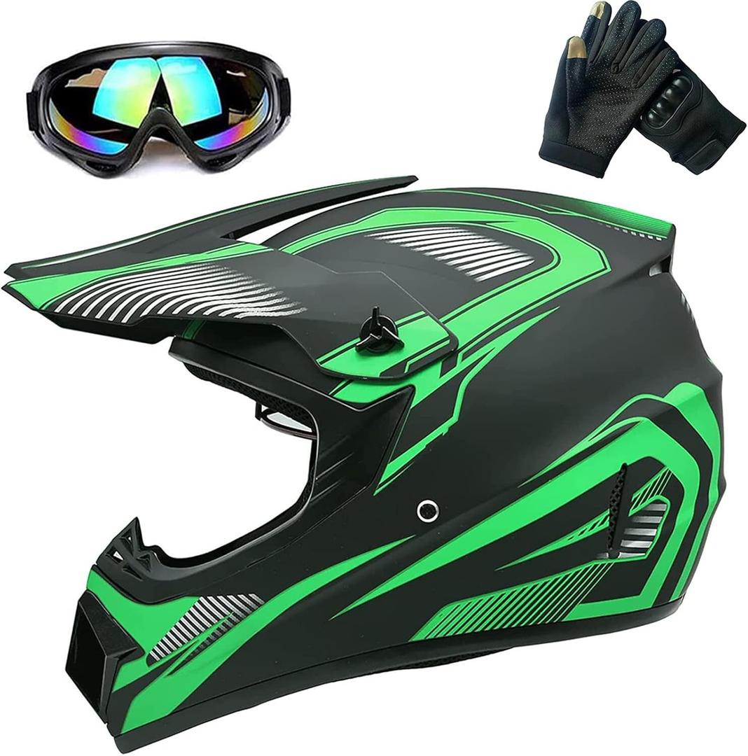 ATV Youth Kids Motocross Helmet for 4 Wheeler Dirt Bike Street Riding with DOT FMVSS 218 (Small, Light Green)