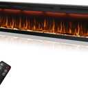 88 inches Electric Fireplace, Recessed and Wall Mounted Fireplace Heater and Linear Fireplace Inserts, with Timer, Remote Control, Adjustable Flame & Light Colors, 750W/1500W, Black