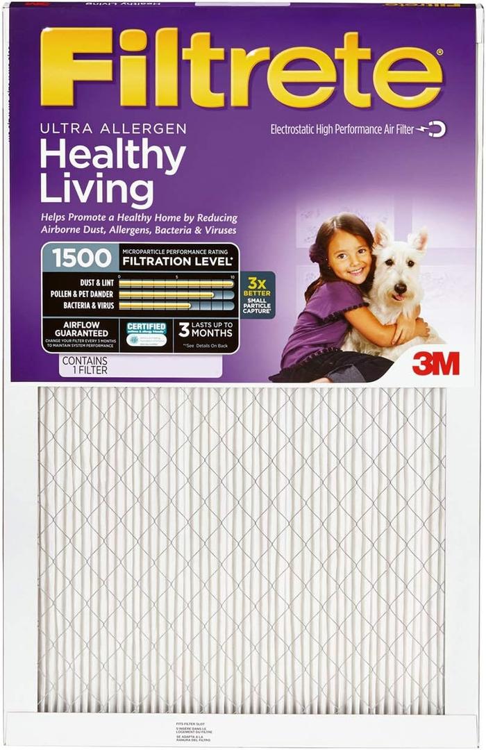 Filtrete 2004-4PK 2004DC-6 Healthy Living Ultra Allergen Reduction HVAC Air Filter, 4 Count (Pack of 1), No Color