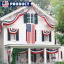 2x20Ft Large Patriotic US Flag Bunting Decorations 4th of July Red, White & Blue Stripe Banner Veterans Day Memorial Days Celebration Decorations Home Garden Outdoor-1Pack