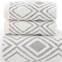 Pidada Bath Hand Towel Set of 3 Diamond Pattern 100% Cotton Absorbent Soft Decorative Towels for Bathroom (Beige Brown) (27.6 x 55 & 13.4 x 29.5)