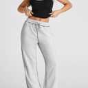 Herseas High Waisted Sweatpants for Women 2025 Fall Wide Leg Contrast Stitching Drawstring Loose Lounge Jogging Pants (Gray, S)