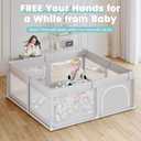 Baby Playpen 50x50 Inch, Play Pens for Babies and Toddlers Baby Fence Baby Play Yards for Indoor & Outdoor with Breathable Mesh Anti-Fall Playpen (50"X50", light grey)
