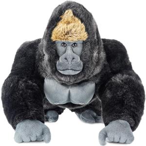Silverback Gorilla Stuffed Animal, Black King Kong Chimpanzee Stuffed Toy, Plush Toy (16 Inch)