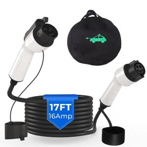 16Amp J1772 EV Charger Extension Cable, 17ft SAE J1772 Extension Cord Compatible with 110V-240V Level 1/Level 2 EV Chargers for J1772 EVs/PHEVs,IP67 Waterproof Car Charger Extension Cable with Bag