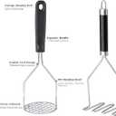 2PCS Potato Masher, OLULU Heavy Duty Stainless Steel Mashed Potatoes Masher, Masher Kitchen Tool for Avocado, Potatoes, Beans, Meat, Vegetables, 10.24inch, Dishwasher Safe