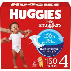 Huggies Size 4 Diapers, Little Snugglers Baby Diapers, Size 4 (22-37 lbs), 150 Count (6 Packs of 25)