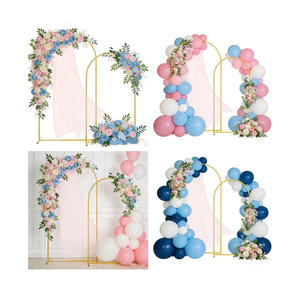 Metal Arch Backdrop Stand Set of 2, 6.6FT+6FT Wedding Arch Frame,Gold Balloon Arch Backdrop for Wedding,Graduation Ceremony,Baby Shower,Birthday Party Decoration (Gold, 6FT+6.6FT)