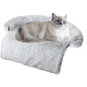 Calming Dogs/Cats Bed Mats, Dog Pad Washable Removable Couch Cover, Plush Long Fur Mat for Pets, Waterproof Lining, Perfect for Small, Medium and Large Dogs and Cats (Gradient Gray, M)