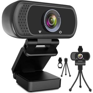 ToLuLu 1080P Webcam with Microphone, HD Webcam Web Camera with Tripod Stand, Widescreen USB Computer Camera, Streaming Mic Webcam for Online Calling/Conferencing,Facetime/YouTube Desktop Laptop PC