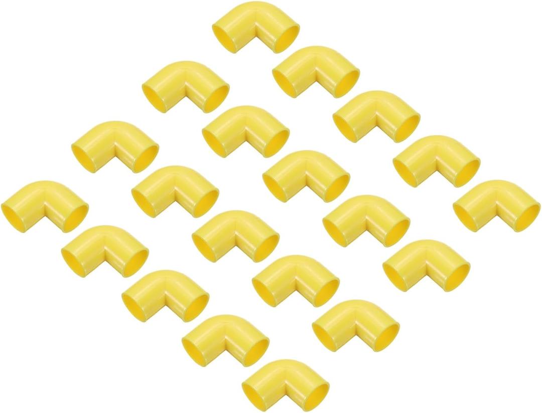 MECCANIXITY PVC Conduit Coupler 90 Degree Elbow Fittings 20mm Yellow Change Direction for Hose Electrical Conduit Pack of 20