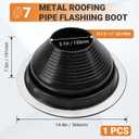 #7 High Temp Silicone Metal Roof Pipe Flashing Boot - Black Roof Vent Boot for Pipe OD 6" to 11" - Roof Vent Cover for Stove Pipe, Chimney, HVAC Ducts & Plumbing Vents with Roofing Screws & Hex Socket