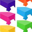 Hosuly 6 Pcs Assorted Color Plastic Table Cloth Disposable Rainbow Tablecloth Colorful Rectangle Bulk Solid Table Cover for Halloween Birthday Wedding Picnic Fiesta Home Party Decorations