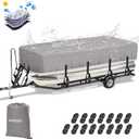 NEVERLAND Pontoon Boat Cover Waterproof Heavy Duty Trailerable Boat Cover Marine Grade Polyester Canvas Cover Fits Pontoon/Deck Boats (Boat Length 17-20ft, Beam Width up to 102", Gray)