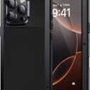 Lanhiem for iPhone 16 Pro Max Case, Metal Heavy Duty Shockproof Tough Rugged Case with Built-in Glass Screen Protector, 360 Full Body DustProof Strong Protective Phone Case for 16 Pro Max 6.9", Black