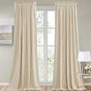 StangH Beige Velvet Curtains for Bedroom 100 inches Long, Soft Elegant Privacy Thermal Insulated Room Dividers for Living Room/Sliding Door Panels, W52 x L100, 2 Panels