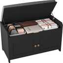 HOMEFORT 30" Shoe Bench with Lift Top Storage, Entryway Bench with Cushioned Seat, Wooden End of Bed Bench, Shoe Cabinet Bench with Hidden Storage Space, for Bedroom, Hallway,Black (30"Wx14.9"D x18.1"H)