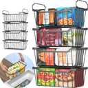 Goovilla Freezer Organizer Bins with Foldable Handle, 8 Pack Stackable Freezer Baskets for 3.5-7 Cu.FT Deep Chest Freezer Organization, Coated Metal Freezer Storage Bins with Better Space Utilization (Black)