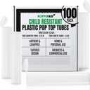 Travel Medicine Container (116mm, 4.6 Inch 100-Pack) | Child Resistant Plastic Storage Tube | Mini Storage Tube for Spices | Airtight, UV Resistant & Waterproof (Clear Plastic)