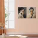 UCRAASDEB Framed Funny Bathroom Canvas Wall Art, 2pcs Mid Century Modern Humor Wall Decor Classical Toilet Bad Smell Pictures Posters Prints Aesthetics Vintage Restroom Gift 24'' x 16''