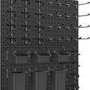 Peg Board Kit, Includes Pegboard and Accessories,with Hooks and Bins,Peg Board Wall Organizer for Office,Ornaments Display,Crafts Organization (66, Black)