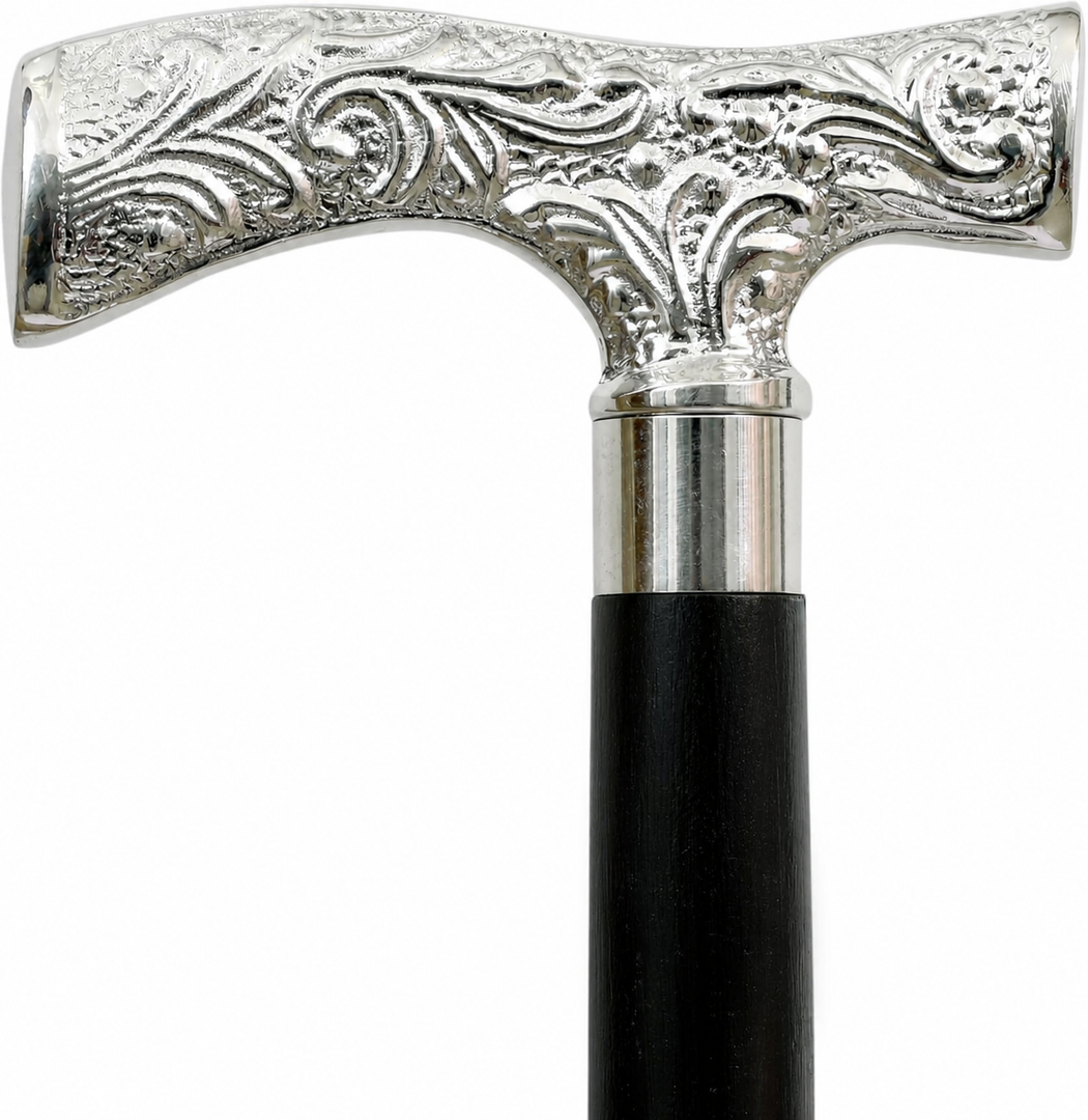 Deluxe Brass Walking Stick with Silver Handle, Elegant Support Cane for Men and Women