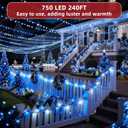 240ft Outdoor Christmas Lights, 750 LED Super Long String Lights 12 Modes & Timer Memory, Dimmable Outsite Waterproof Light Strings for Xmas Tree Garden Wedding Party Holiday Decorations Blue &White