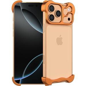 iPhone 17 Case - Ultra-Thin Naked Feel Orange Aluminum Alloy Metal Bumper | Slim Armor Frameless Minimalist Design | Protective Phone Cover
