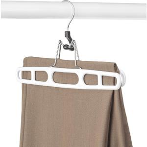 Whitmor Jawbreaker Slack Clamp Hangers - White and Chrome - Set of 10 (1.0"x11.13"x6.75")