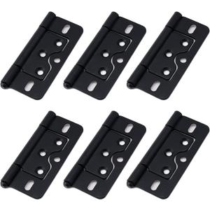 Wealrit 6 pcs Non-Mortise Hinges Door Hinges 3 Inch Length Heavy Duty Door Hinges Black Bifold Butt Hinges with Screws