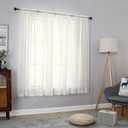 OVZME 2 Panels Ivory Sheer Curtains 54 Inches Length Window Treatment for Kitchen, Elegant Airy Transparent Curtain Draperies Rod Pocket for Kids Living Room, Each 42 Width 54 Length