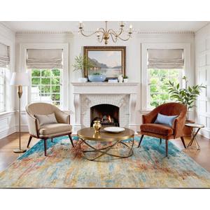 Beeiva Abstract Washable Rugs 8x10, Large Non Slip Area Rug for Living Room, Ultra Thin Foldable Low Pile Carpet for Bedroom Dining Room Playroom - Yellow/Blue