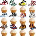 36 PCS Sneaker Cupcake Toppers Sneaker Cake Decorations Sneaker Party Decorations Basketball Sneaker Cupcake Toppers for Kids Boys Birthday Party