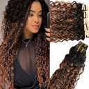 Water Wave Tape in Hair Extensions Real Human Hair 20pcs 50g Nature Black to Medium Auburn Invisible Tape on Hair Extension Loose Wave Skin Weft Hair Glue ins Extension for Women 26 Inch