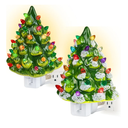 Dazzle Bright 2 Pack Ceramic Christmas Tree Night Light, UL Certified Nightlight Plug in, Vintage Christmas Decorations Indoor, Room Home Decor and Accessories, Night Light for Kids/Adults