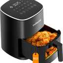 Fullwill 6QT Air Fryer with Visible Window,Nonstick and Dishwasher-Safe Basket,12-in-1 Multi-Function Air Fry,Roast,Bake, Dehydrate, Fries,for Family Party,1700W,Black
