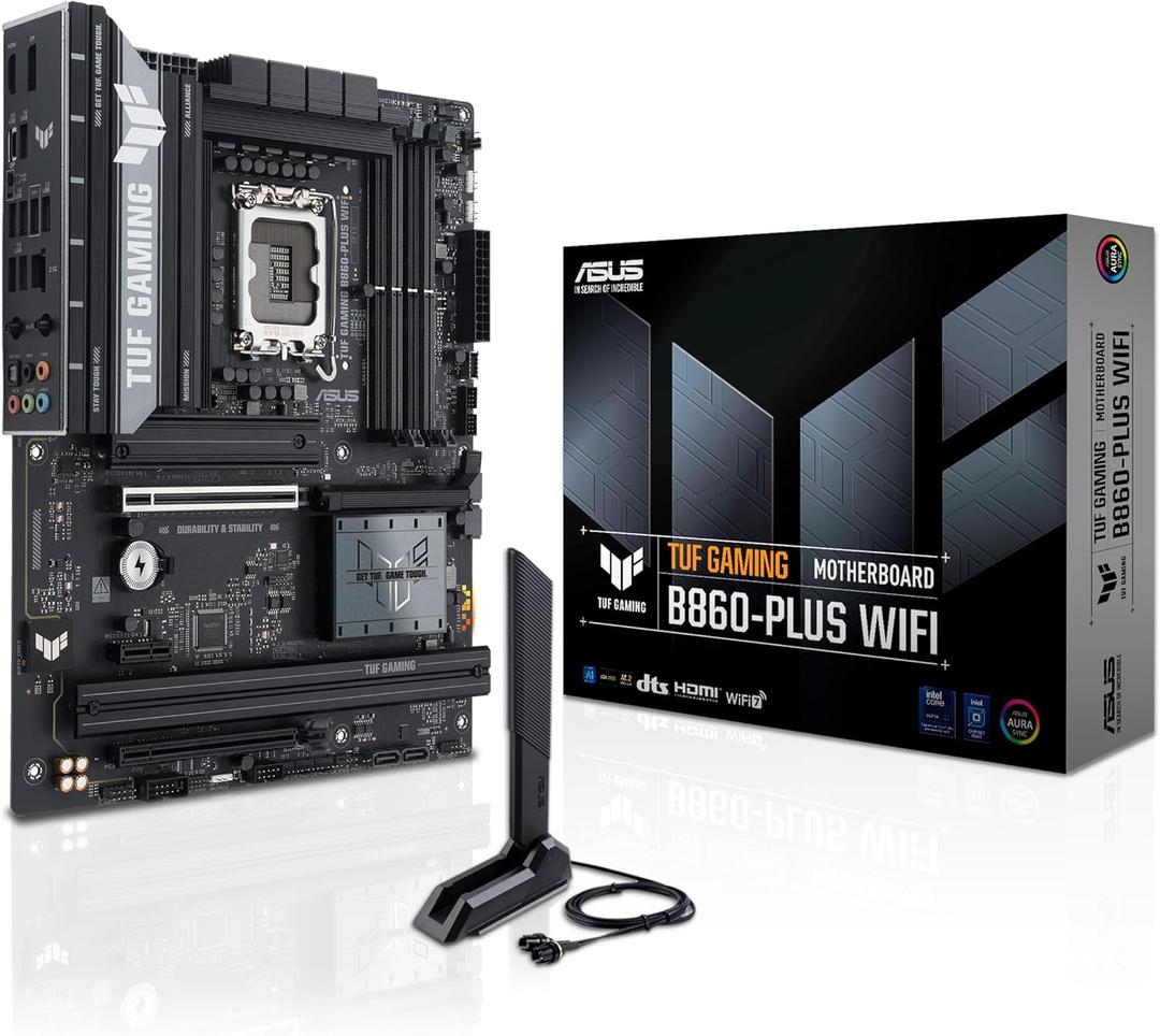 ASUS TUF Gaming B860-PLUS WiFi B860 LGA 1851 ATX Motherboard, Intel Core Ultra Series 2 Ready, Advanced AI PC-Ready, 12+1+2+1 Stages, DDR5,PCIe 5.0, 3X M.2, Wi-Fi 7, 2.5Gb LAN, USB 20Gbps Type-C