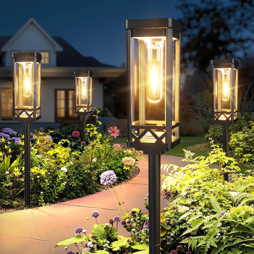 KOOPER Taller Solar Pathway Lights Outdoor, 8 Pack Upgraded Brighter Solar Garden Lights Solar Powered, Up To 15 Hours Outdoor Solar Lights for Yard Landscape Lighting Path Walkway Driveway Sidewalk (Warm White)