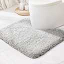 Disolla Toilet Mat 22x24 Grey - Non Slip Fluffy U-Shaped Contour Rug, Ultra-Soft Plush Toilet Floor Mat, Absorbent & Machine Washable