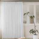 MAIHER Extra Wide Semi Sheer Pinch Pleated Curtains 72 Inches Wide White Linen Texture Pleated Drapes with Hooks Light Filtering for Living Room Sliding Glass Door 1 Panel 72" W x 84" L