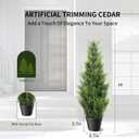 3FT Artificial Cedar Topiary Trees 2 Set, Realistic Fake Cypress Tree Tall Faux Pine Shrubs Plants Artificial Cypress Trees for Home Offices Porch Decor