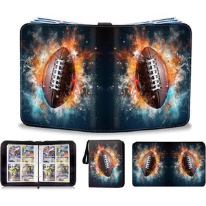 2026 Football Card Binder Trading Card Binder Holder 400 Pockets, Fits 400 Cards with 50 Removable Pages, Football Cards Gifts Collector Album with Zipper Storage Display Case