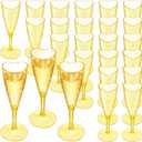 24 Pcs Heart Shaped Champagne Flutes Wedding Plastic Goblet Cups 4.4oz Disposable Toasting Glasses Wine Cups for Galentine Bachelorette Wedding Bridal Shower Party(Glitter,Gold)