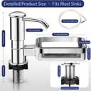 Kitchen Sink Soap Dispenser with 40" Extension Tube Built-in Sponge Holder, Leak-Proof ABS Pump, No Messy Refills, Under-Sink Bottle Connection Kit for Dish Soap, Hand Soap & Lotion (Brushed Nickel)