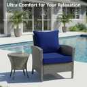 22''x22'' Patio Chair Cushion with Removable Cover, Outdoor Furniture Cushion - Water-Repellent, Fade-Resistant, Non-Slip Bottom & Straps, Replacement for Lawn, Porch & Deck Chair - Navy