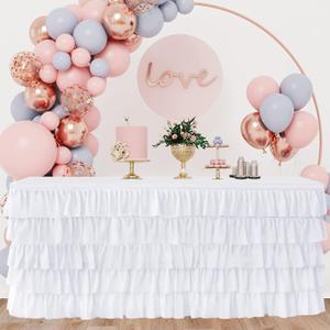 White Tulle Table Skirt 6ft Tutu Table Skirt For Rectangle Table Birthday Party Decorations Baby Shower Girls Parties Cake Dessert Table Decorations Ruffle Table Skirting