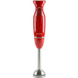 OVENTE Immersion Hand Blender, 300W Corded Electric Handheld Stick Mixer with 2 Mixing Speeds and Stainless Steel Blades for Smoothies, Purees & Baby Food, Red HS560R