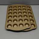 Mini Muffin Pans Nontick 24, Cupcake Pans Set with Wide Handle, Muffin Tins for Baking, 24-Cup,2 Pack, Gold