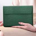 Laptop Sleeve 13-13.6 Inch Crocodile PU Leather Flip Case for 2016-2026 MacBook Neo 13 A18 Pro A3404 Air 13/13.6/ Pro 13 M5 M4 M3 M2 M1, for HP Dell Microsoft 13-13.6" Notebook, Green