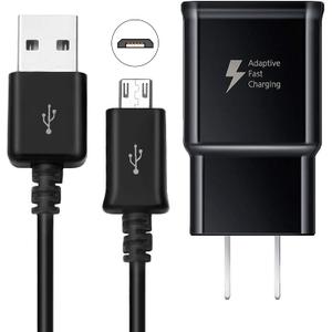 Adaptive Fast Charging Wall Charger and 5-Feet Micro USB 2.0 Cable Kit Set Compatible with Galaxy S7/S7 E/S6/Note5/4 /S4/S3/MP3 and Others (1 Pack)